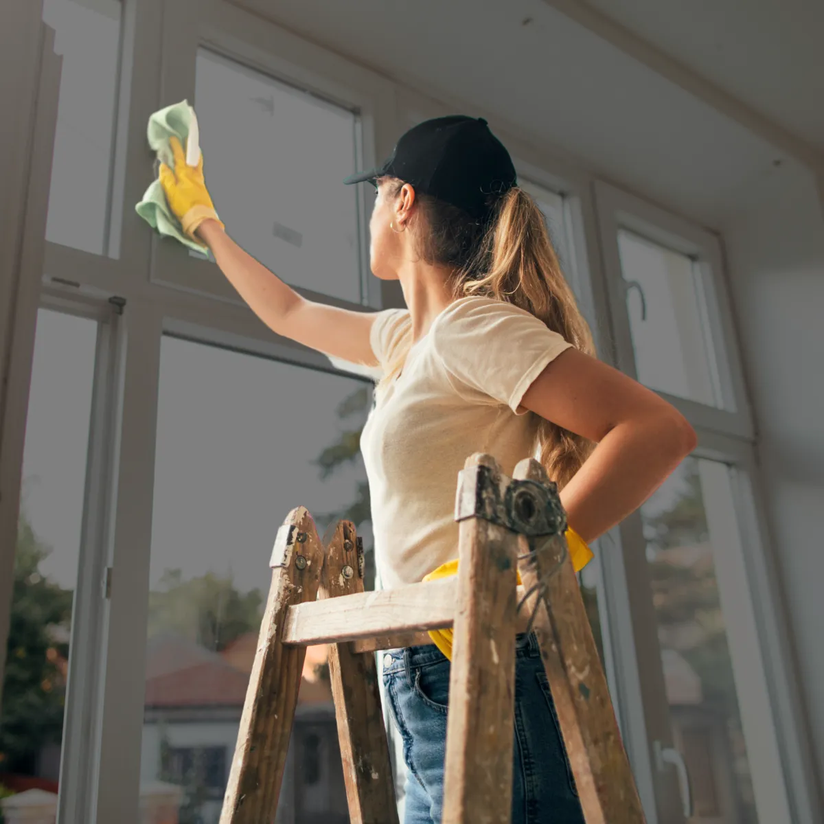 Radnica čisti prostor nakon građevinskih radova, uklanjaju šut i prašinu